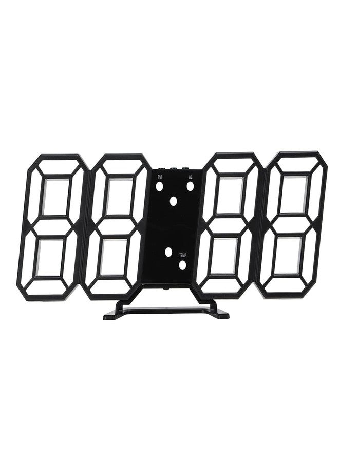NIRVITTHAL 3D LED Digital Wall Clock for Home, Alarm Clock Table Clock Wall Hanging, Easy to Read at Night-Plastic for Home Office (Black) - Image 1